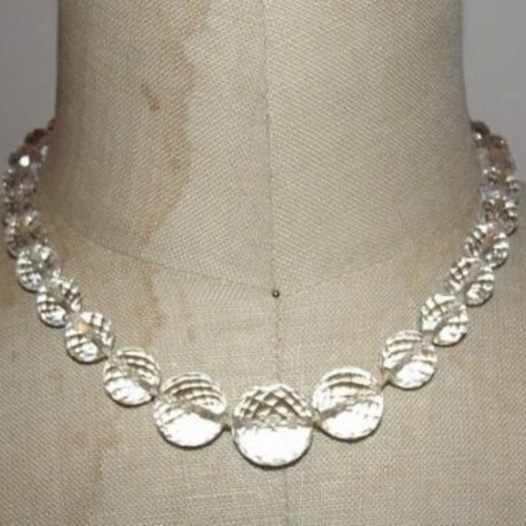 Art Deco Sterling Silver, Pure Rock Crystal Quartz Bead Necklace